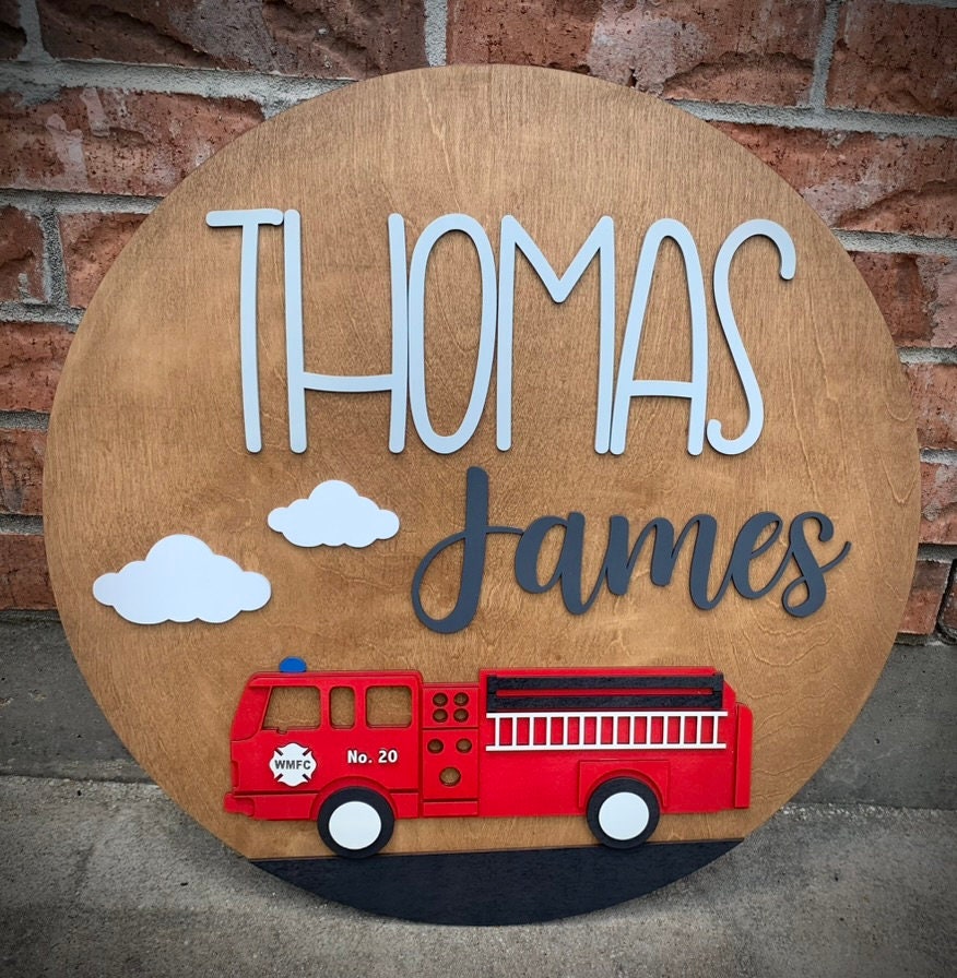 Custom Fire truck name sign | baby room decor