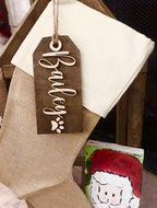 Personalized Wood Stocking Tags | Laser Cut Name, Farmhouse Style