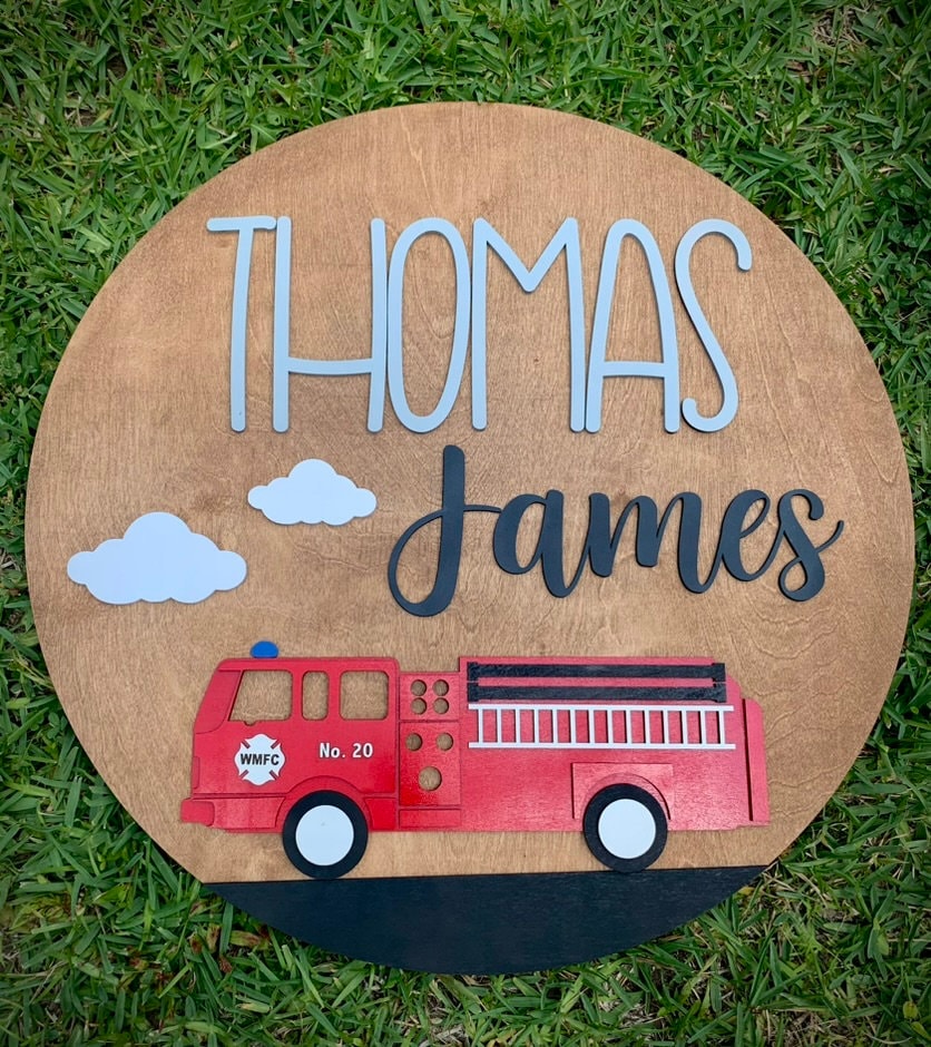 Custom Fire truck name sign | baby room decor