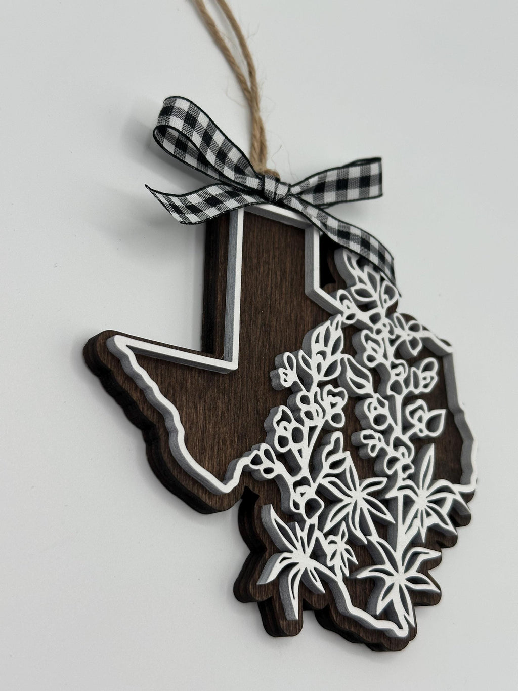 Bluebonnet Texas State Christmas Ornament | Painted Wood