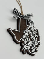Bluebonnet Texas State Christmas Ornament | Painted Wood