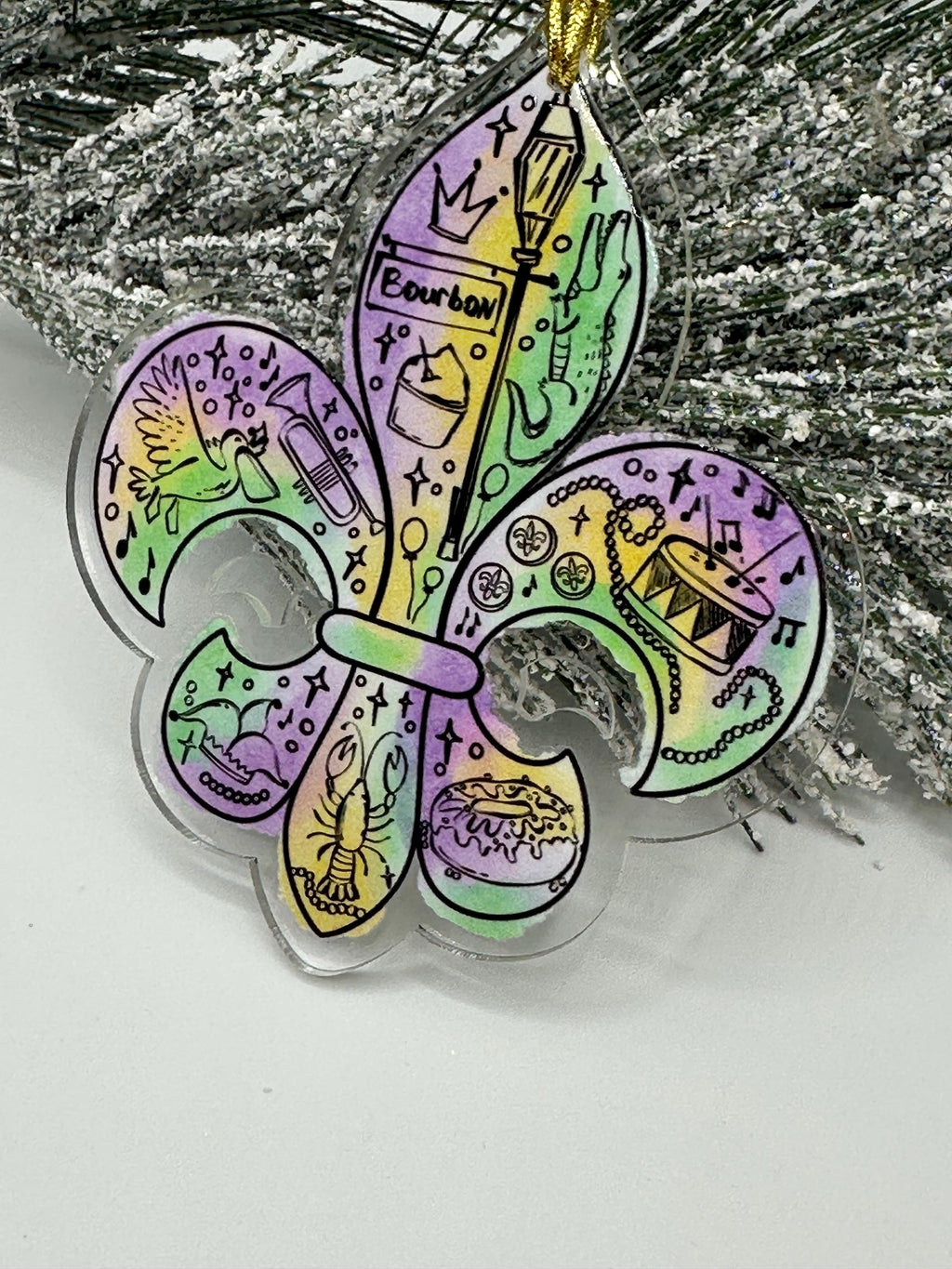 Fleur de Lis Mardi Gras Ornament: Handcrafted New Orleans Decor