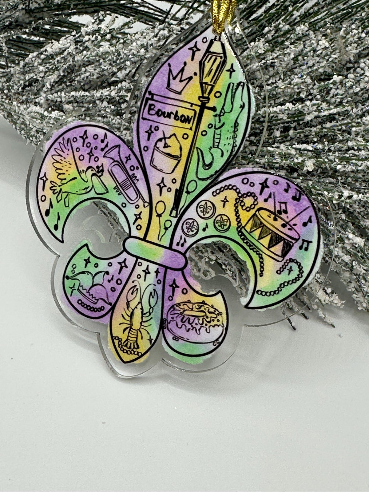 Fleur de Lis Mardi Gras Ornament: Handcrafted New Orleans Decor