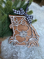 Georgia Cherokee Rose Wood Ornament | State Flower Christmas Decor