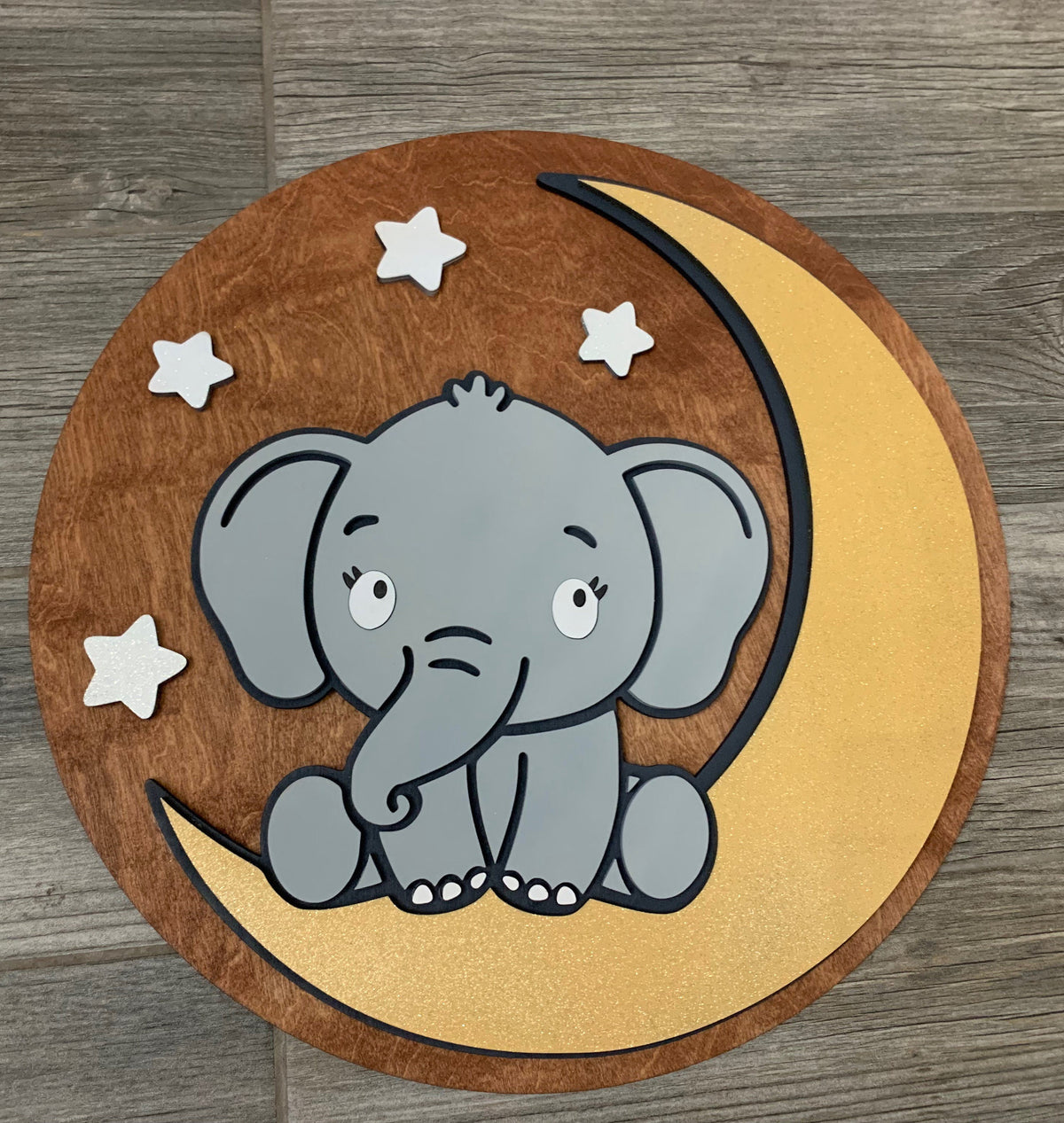 Elephant personalized Name Sign | Moon and Stars Nursery Decor