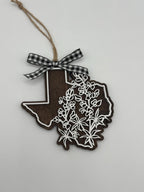 Bluebonnet Texas State Christmas Ornament | Painted Wood