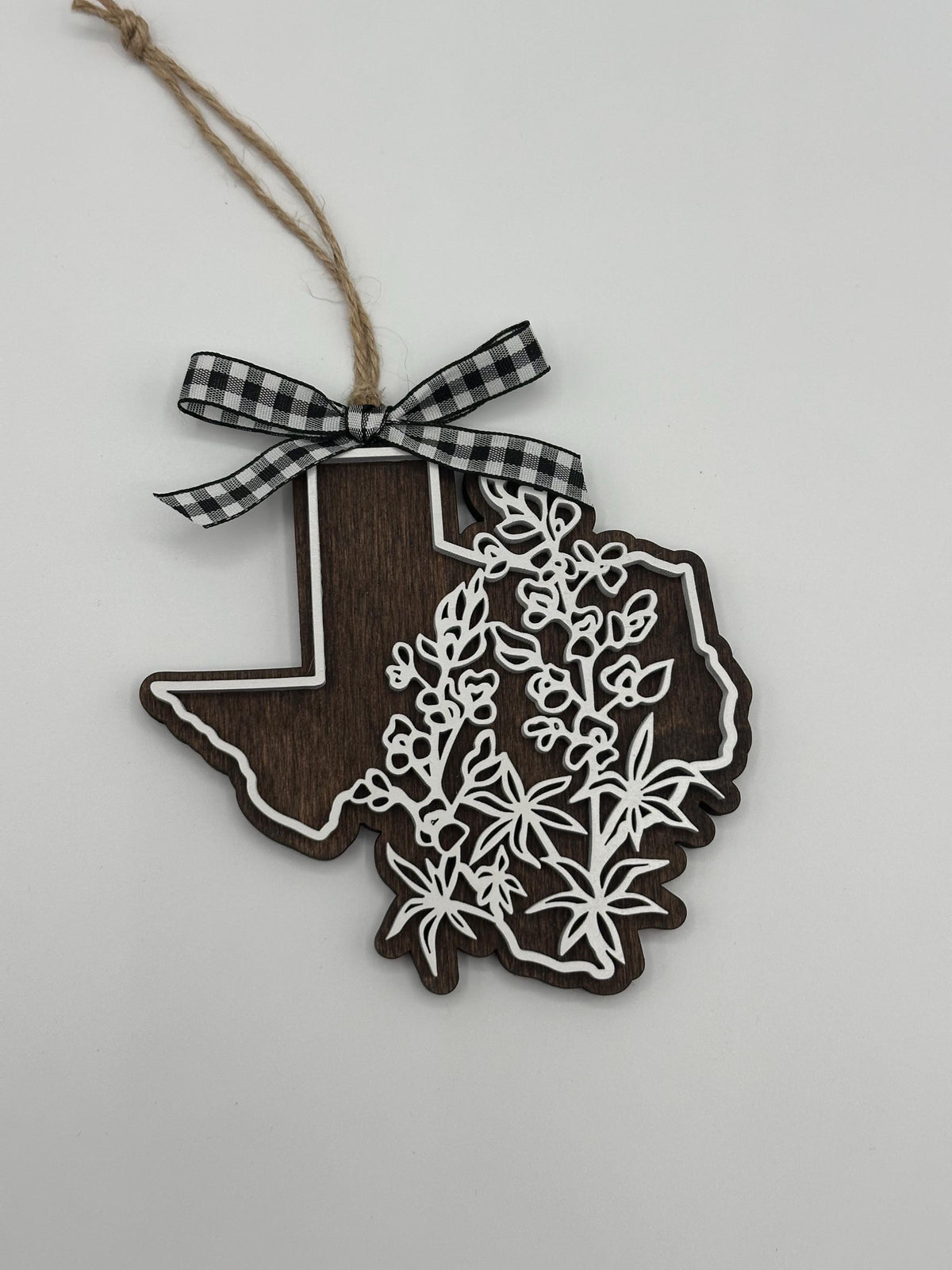 Bluebonnet Texas State Christmas Ornament | Painted Wood