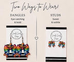 Mexican Serape Bow Earrings | Cinco de Mayo Earrings | Themed statement Earrings | Fiesta Jewelry | Handmade Gift for Her