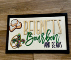 Mardi Gras Sign | 3D Wood Beignets, Bourbon, Beads Decor
