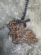 Magnolia Louisiana State Wood Ornament | Christmas Tree Decoration