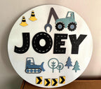 Personalized Construction Truck Name Sign: 3D Wood Nursery Decor