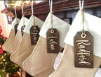 Personalized Wood Stocking Tags | Laser Cut Name, Farmhouse Style