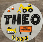 Personalized Construction Truck Name Sign: 3D Wood Nursery Decor