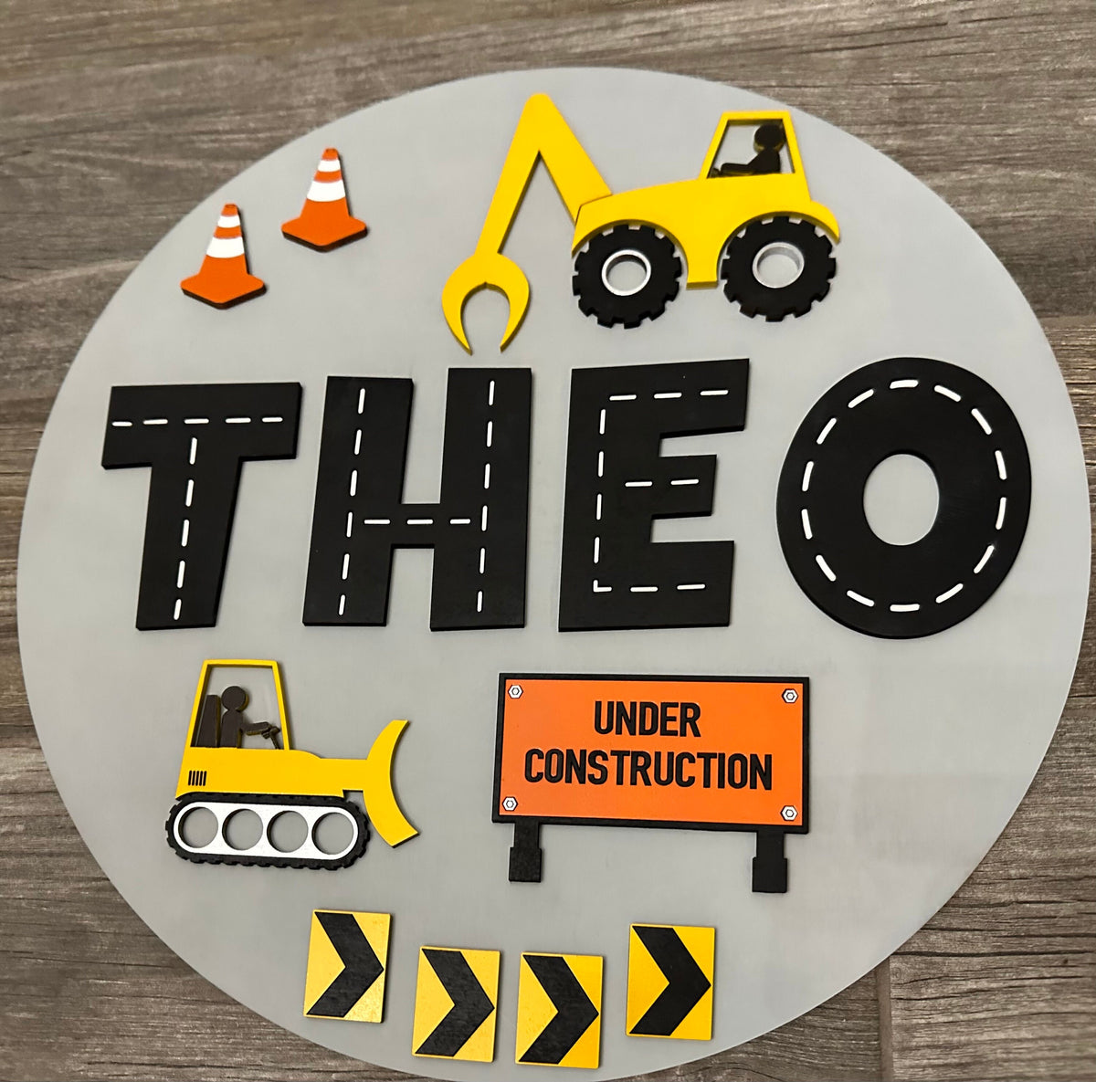 Personalized Construction Truck Name Sign: 3D Wood Nursery Decor