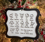 Personalized Class List Ornament, Engraved Wood Teacher Gift