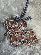 Magnolia Louisiana State Wood Ornament | Christmas Tree Decoration