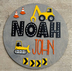 Personalized Construction Truck Name Sign: 3D Wood Nursery Decor