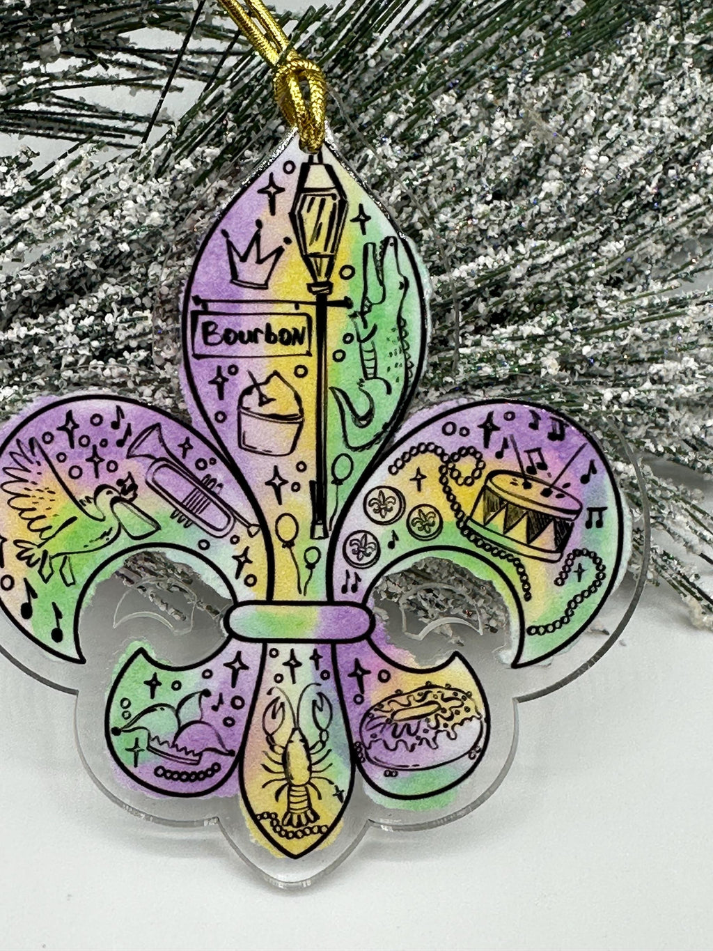 Fleur de Lis Mardi Gras Ornament: Handcrafted New Orleans Decor