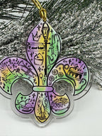 Fleur de Lis Mardi Gras Ornament: Handcrafted New Orleans Decor