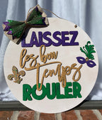 Mardi Gras Door Hanger | Glitter Laissez Les Bon Temps Rouler Sign