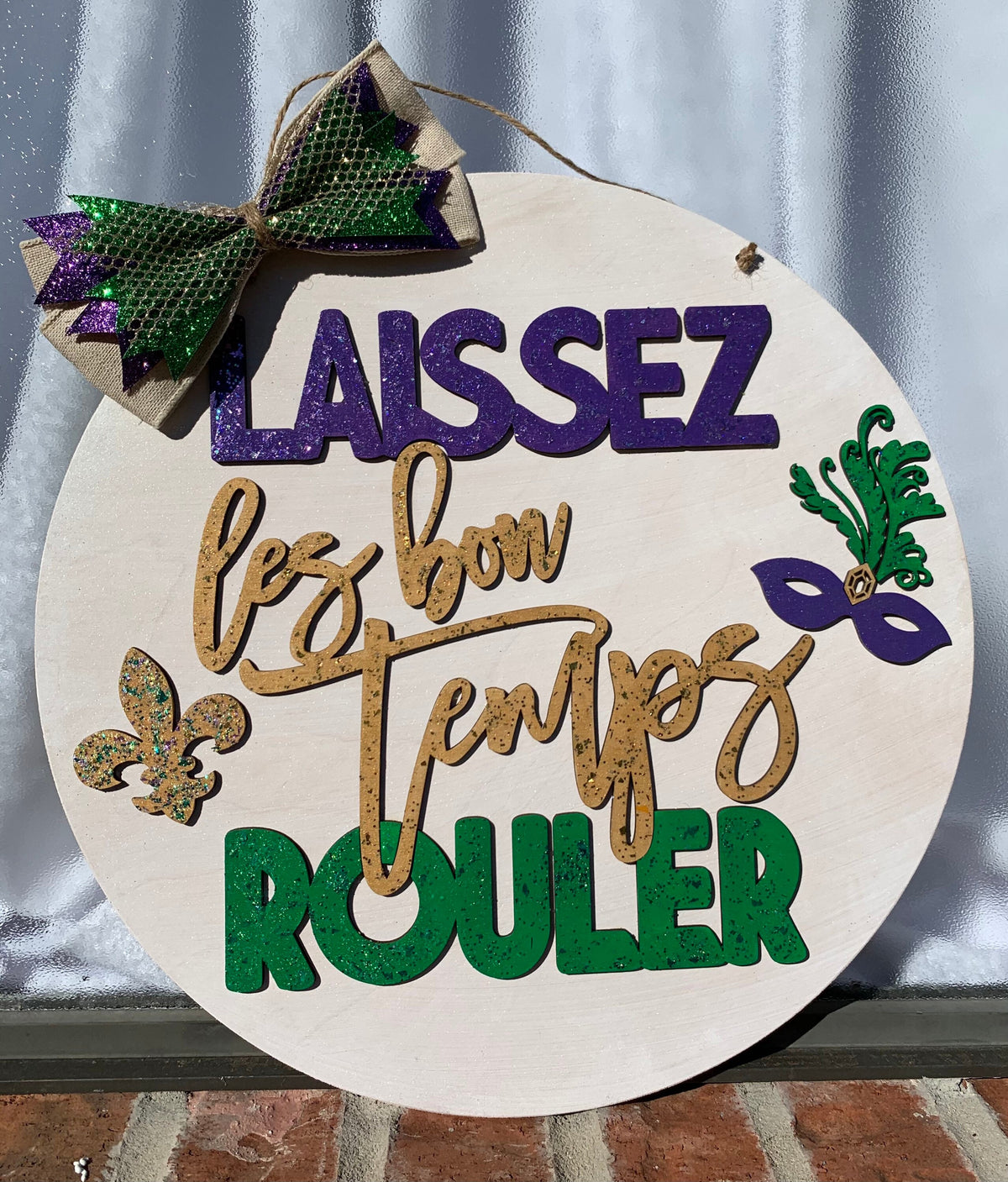 Mardi Gras Door Hanger | Glitter Laissez Les Bon Temps Rouler Sign