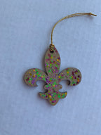 Hand Glittered Mardi Gras Ornaments | King Cake, Mask, Fleur de Lis