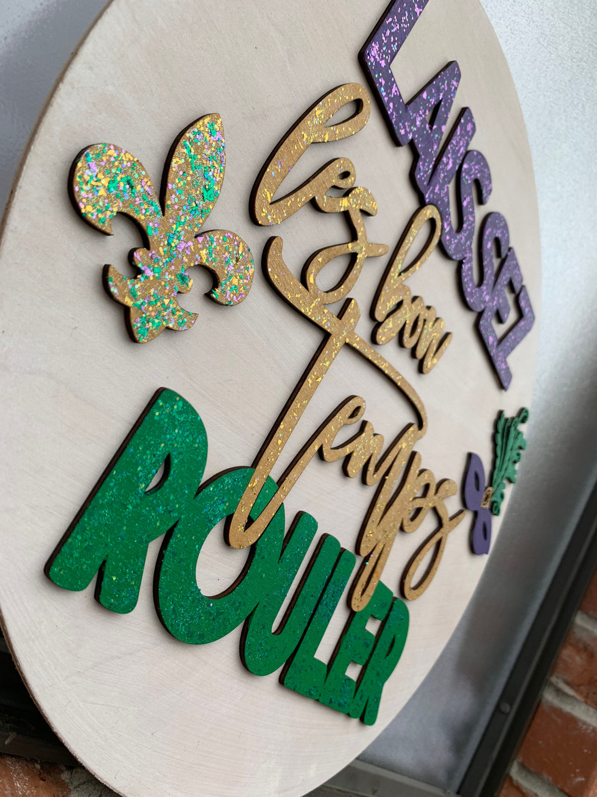 Mardi Gras Door Hanger | Glitter Laissez Les Bon Temps Rouler Sign