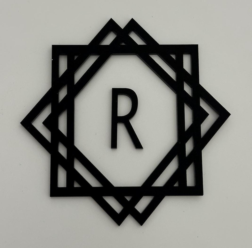 Personalized Black Acrylic Cake Charm, Wedding Cake Topper Alternative, Custom Monogram Cake Charm, Modern Wedding Cake Accessory