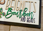 Mardi Gras Sign | 3D Wood Beignets, Bourbon, Beads Decor