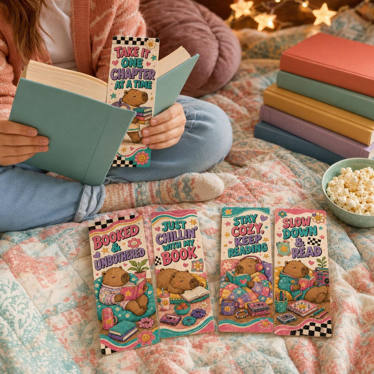 Retro Capybara Bookmark Set for Kids Ages 7–12