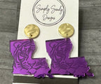 Tigers Purple and Gold Earrings - Handcrafted College Spirit Jewelry |  Louisiana jewelry