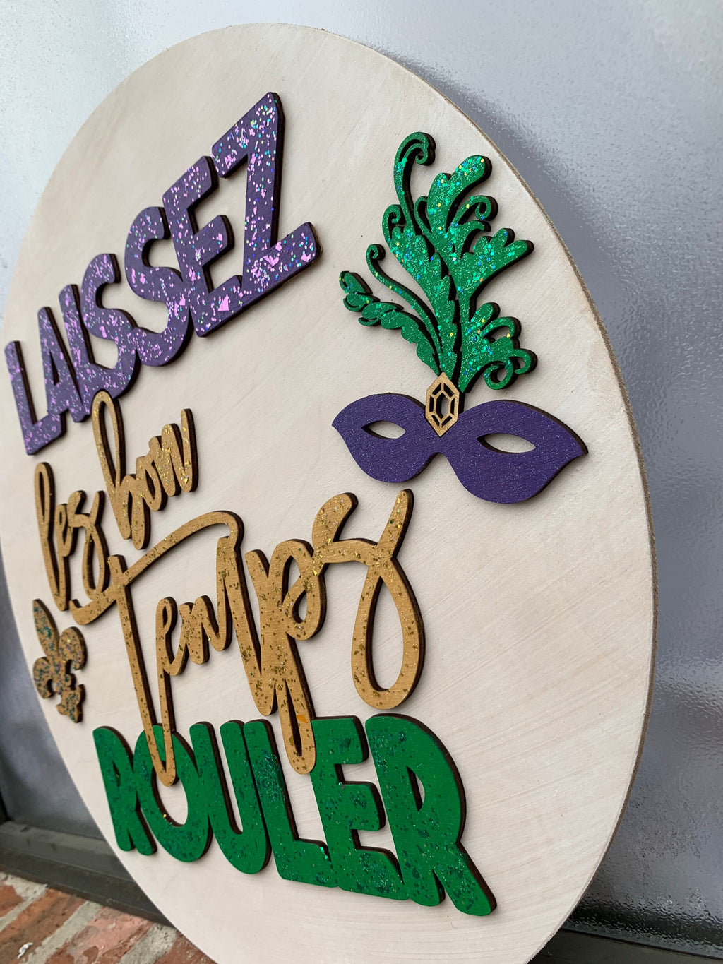 Mardi Gras Door Hanger | Glitter Laissez Les Bon Temps Rouler Sign