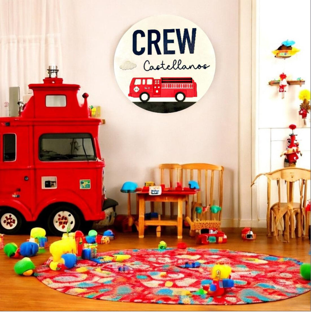 Custom Fire truck name sign | baby room decor