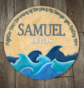 Personalized Name Sign with Ocean Waves | Psalm 93:4 Scripture Wall Art | Coastal Nursery Decor | Custom Baby Gift