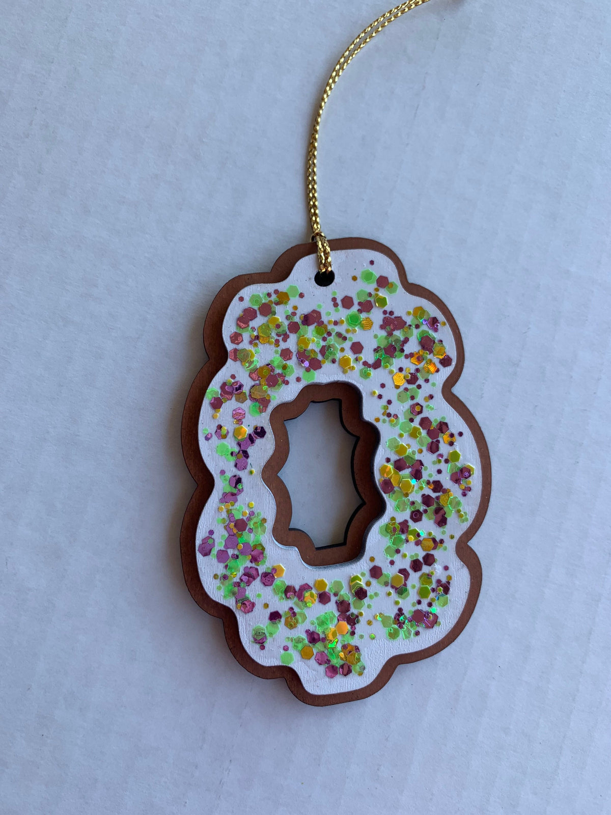 Hand Glittered Mardi Gras Ornaments | King Cake, Mask, Fleur de Lis