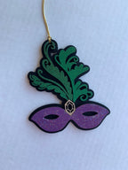 Hand Glittered Mardi Gras Ornaments | King Cake, Mask, Fleur de Lis