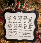 Personalized Class List Ornament, Engraved Wood Teacher Gift