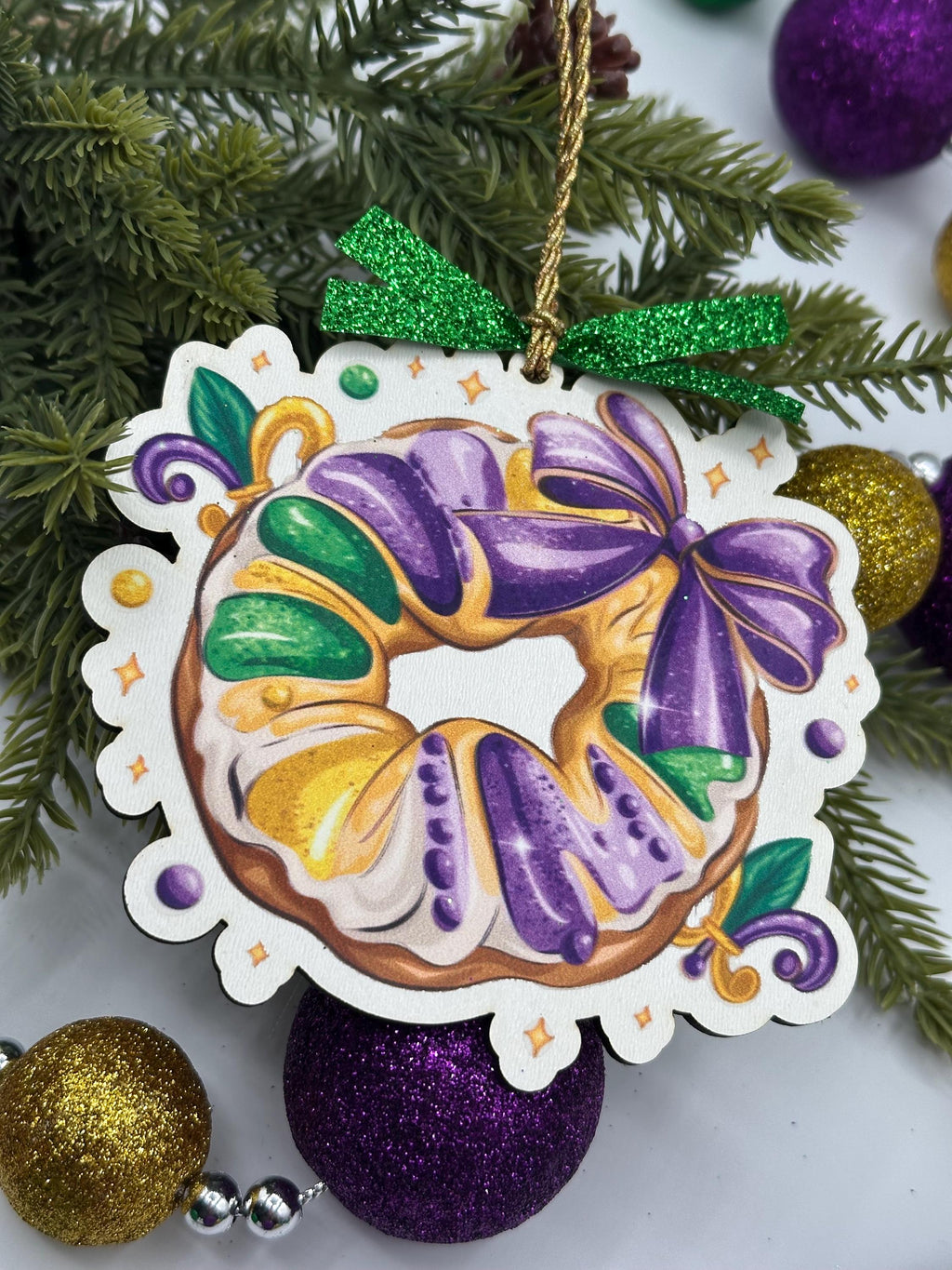 Mardi Gras King Cake Ornament – Festive New Orleans-Inspired Decor