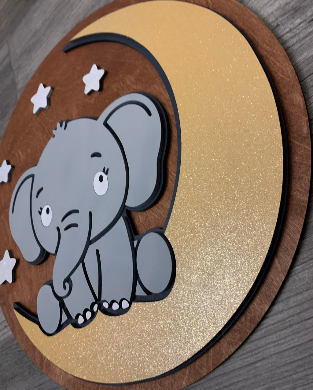 Elephant personalized Name Sign | Moon and Stars Nursery Decor