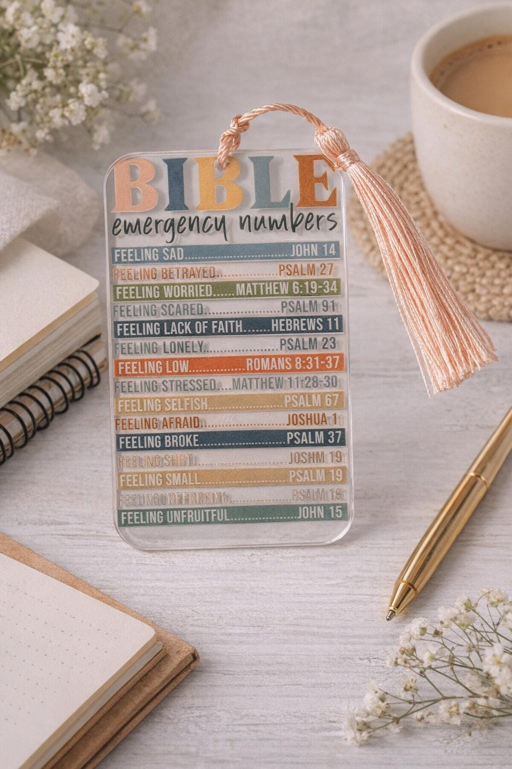 Bible Emergency Numbers Bookmark | Christian Scripture | Faith Encouragement Gift