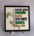 Mardi Gras Wood Sign | Hand Painted 3D Shelf Decor