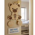 Personalized Twin Teddy Bear Hospital Door Hanger | Custom Wooden Nursery Name Sign