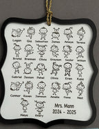 Personalized Class List Ornament, Engraved Wood Teacher Gift