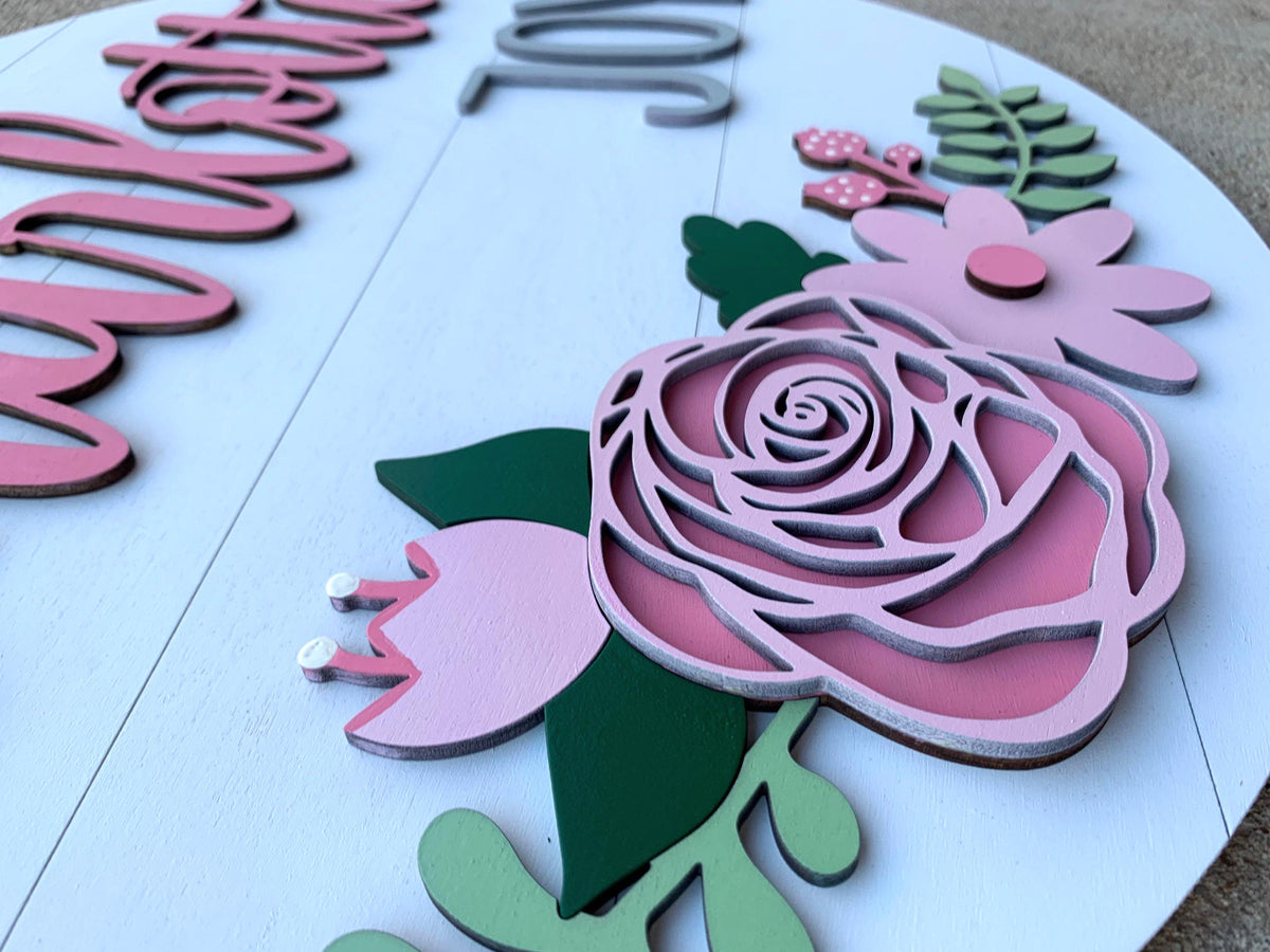 Personalized Floral name sign | custom girls room decor