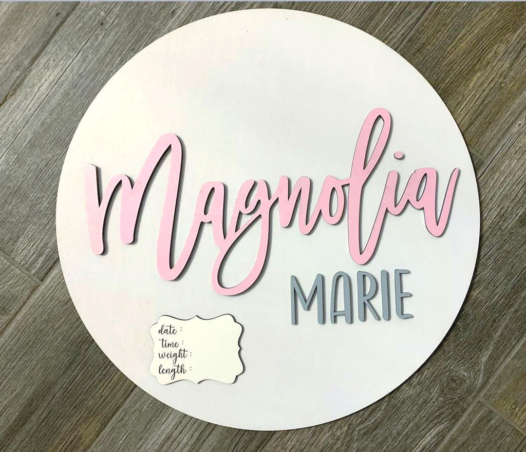Personalized 3D Wood Birth Announcement Sign • Nursery Decor