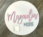 Personalized 3D Wood Birth Announcement Sign • Nursery Decor