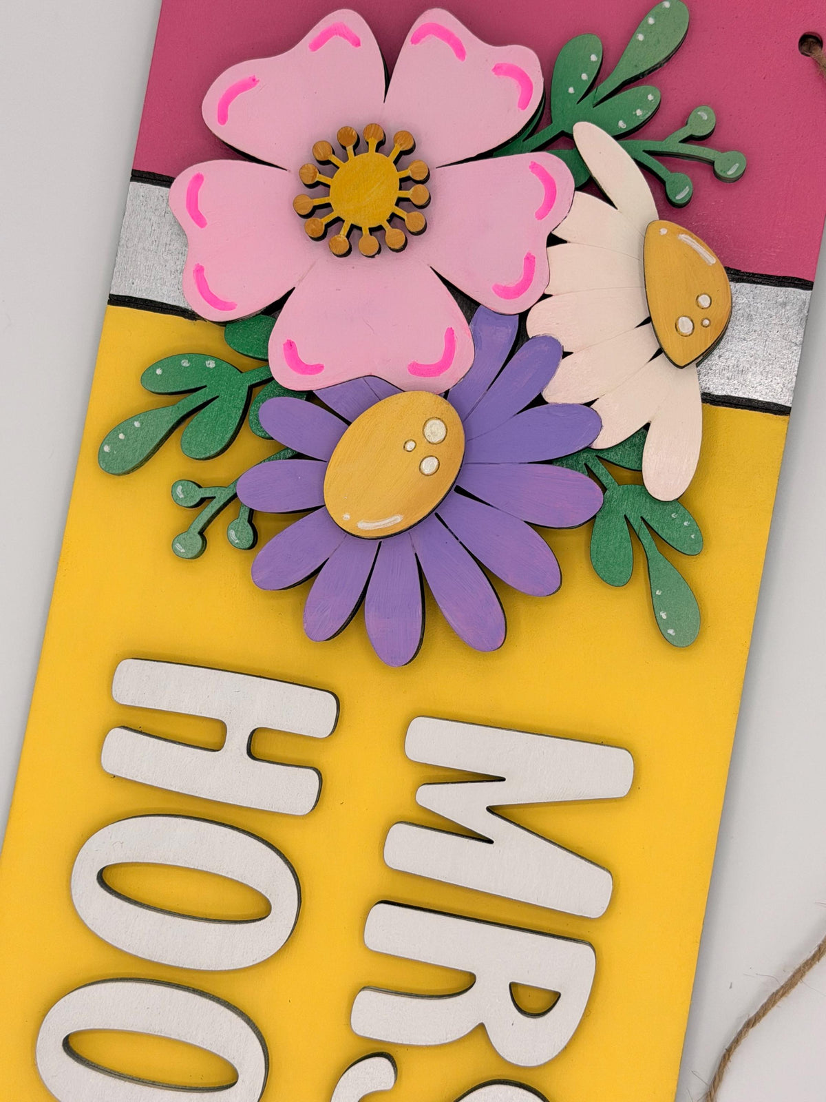 Personalized Pencil Teacher Door Hanger | Custom Classroom Name Sign