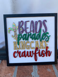 Beads Parades King Cake Crawfish: Mardi Gras Shelf, 3D Wood Decor