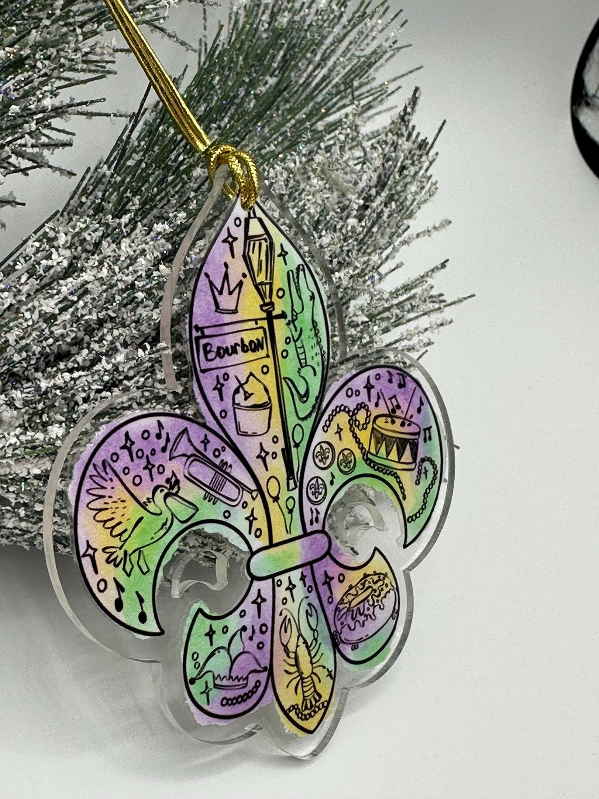 Fleur de Lis Mardi Gras Ornament: Handcrafted New Orleans Decor