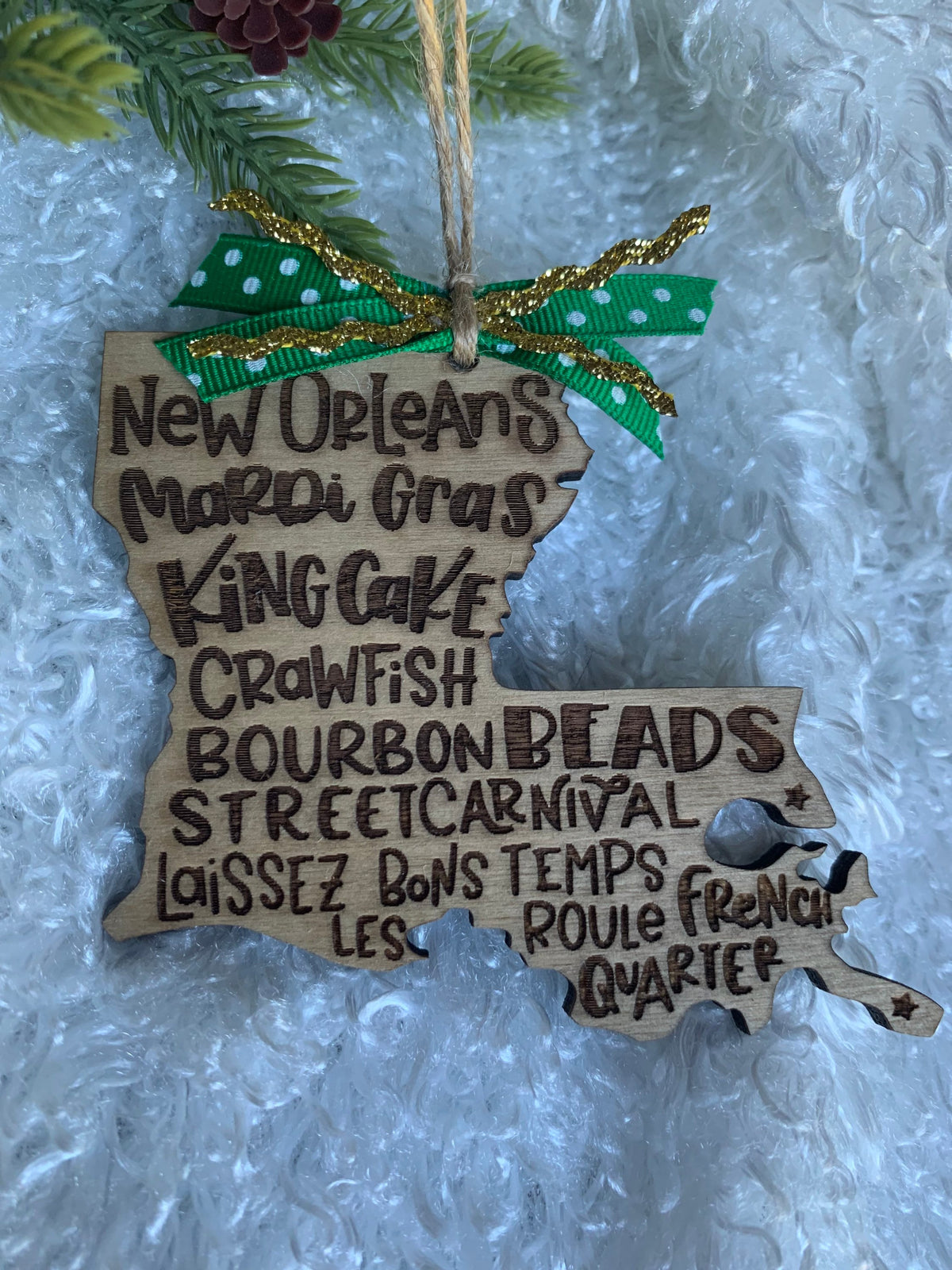 Engraved Louisiana Ornament | Mardi Gras Decor
